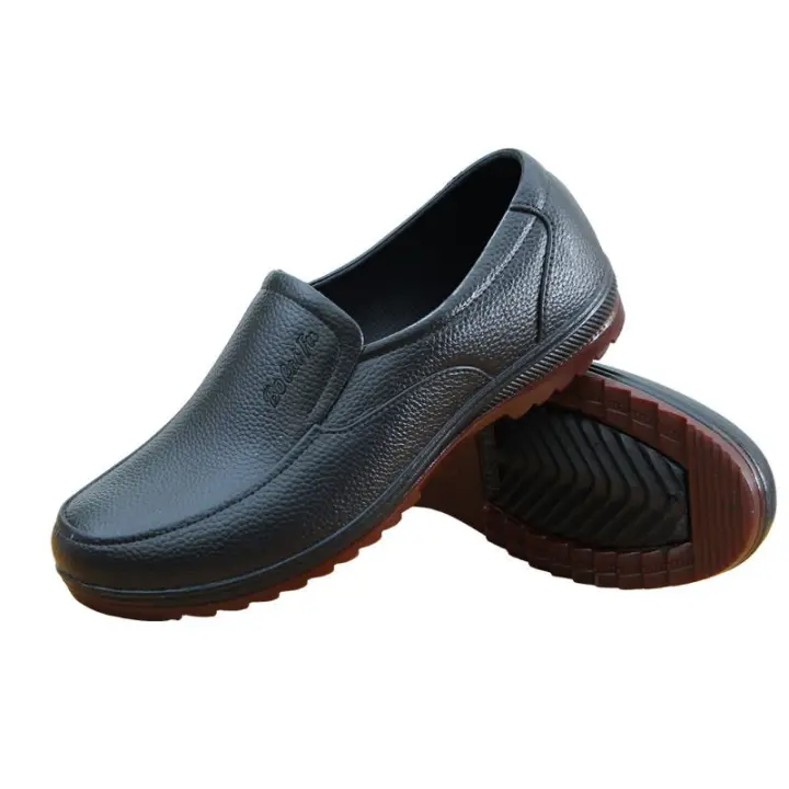 black leather non slip shoes