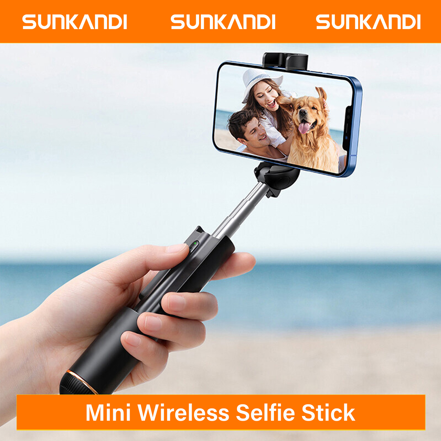 Sunkandi Mini Ảnh Tự Sướng Thanh Bluetooth 4.2 tay cầm xách tay camera điện thoại thông minh Với điều khiển từ xa không dây Cho iPhone Samsung Huawei Android