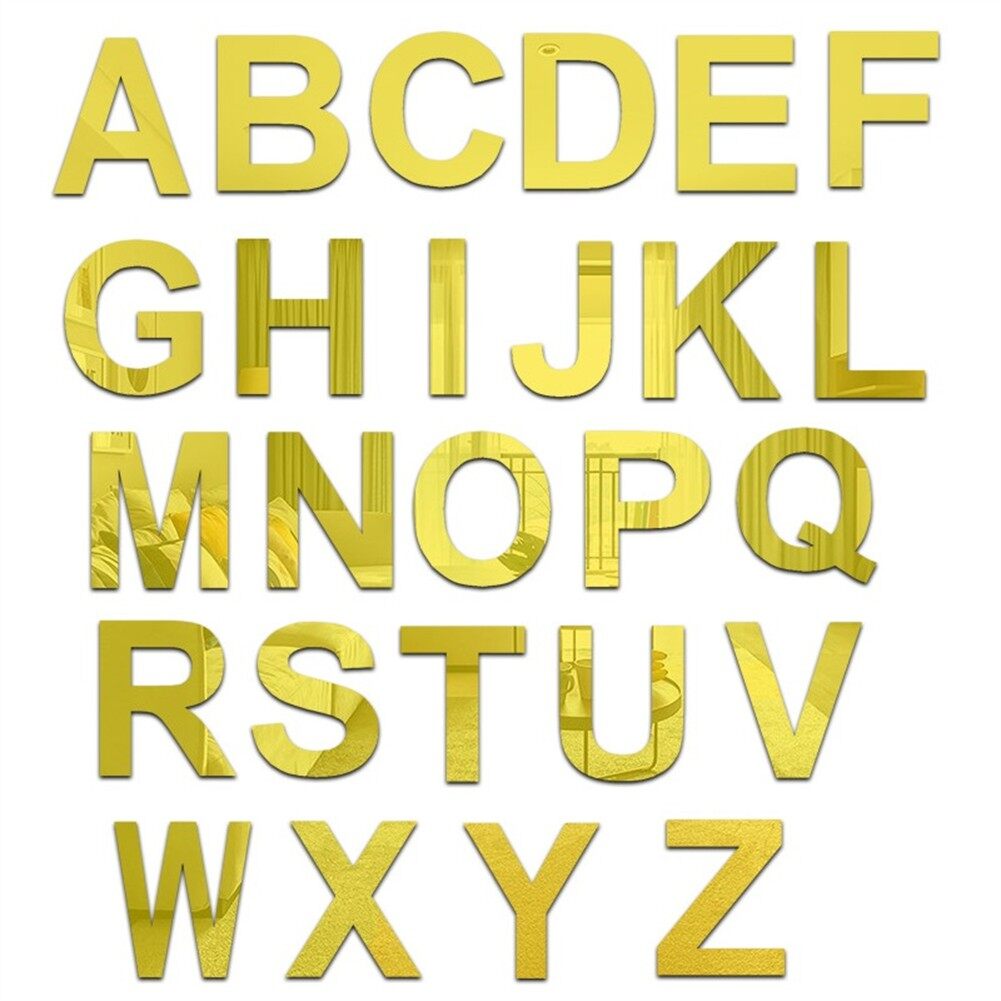 Wall Sticker Acrylic Mirror Wall Stickers 26 Alphabet Wall Sticker Letter English Letters Diy Party Decor Gold Mirror Wall Sticker