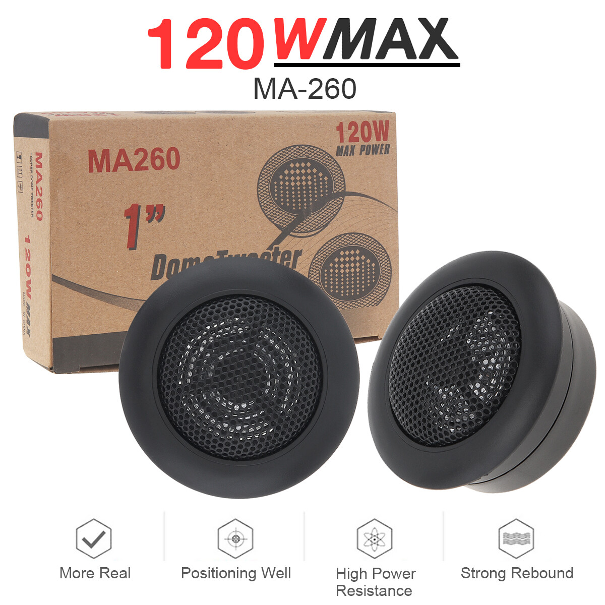2pcs 120W High Efficiency Car Mini Tweeter Small Dome Speakers for Car Audio System
