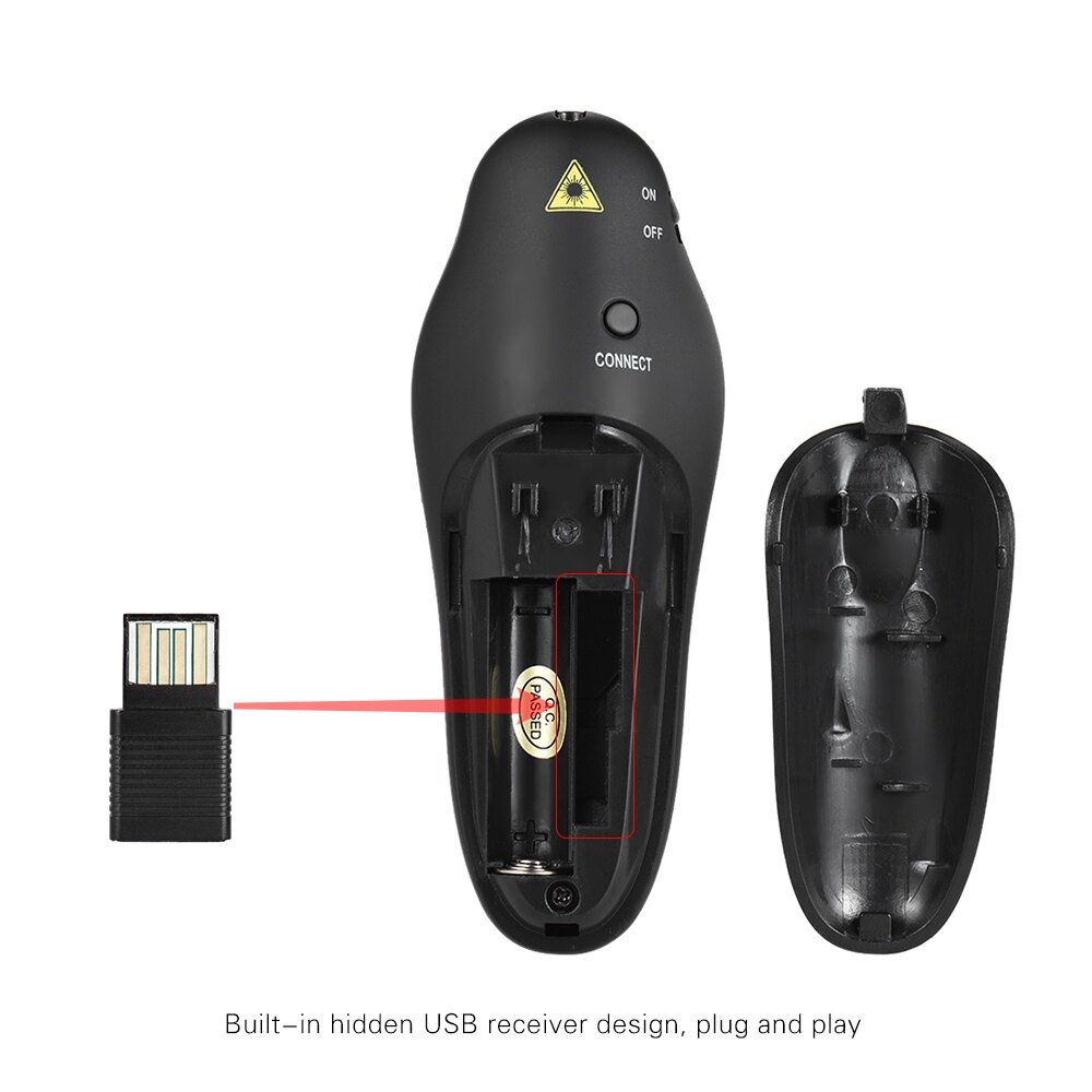 KKmoon 2.4GHz Wireless USB Powerpoint Presentation PPT Flip Pen Pointer Clicker Presenter with Red Light Remote Control for Teacher Lecturer Professor Scholar
