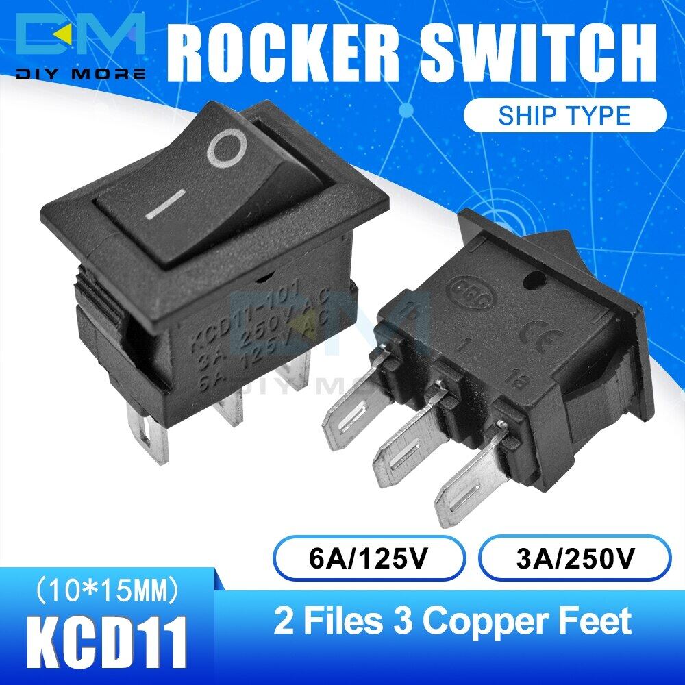 Diymore kcd1 3a 250v 10*15mm 2pin 3pin on-off 10x15mm small boat rocker switch snap-in power switch red black white on-off-on