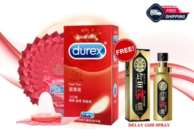 Durex Feel Thin Real Feel Condom For Men 12pcs Kondom Lelaki [ Free Delay God Oil Spray 10ml ]