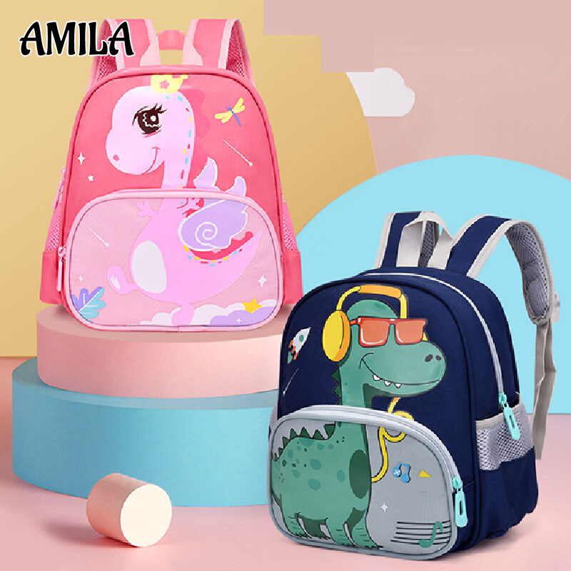 AMILA Cặp Sách Khủng Long Mẫu Giáo Ba Lô Động Vật Hoạt Hình Dễ Thương Cho