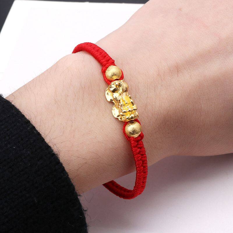Cina Feng Shui Emas Pi Xiu Gelang String Merah Kabbalah Perlindungan Mata Lazada