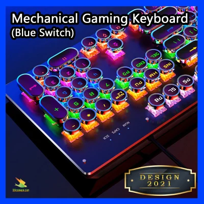 CRK2 ✅READY STOCK✅ REAL PRO GAMING MECHANICAL KEYBOARD GAMING KEYBOARD BLUE SWITCH COLOURFUL RAINBOW BACKLIGHT MULTI COLOUR USB WIRED MECHANICAL GAMING KEYBOARD MECHANICAL KEYBOARD for PC Desktop Laptop