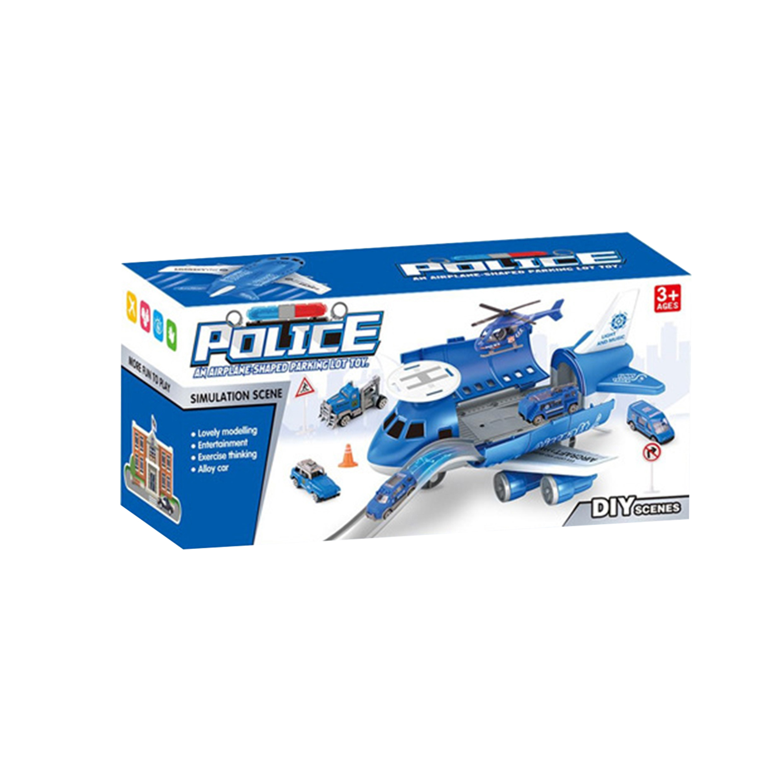 1 Set Aircraft Vehicle Toy Miniature Scale Engineering Car Fire Truck Model DIY Scenes Parking Lot Toys Transport Cargo Airplane Car Toy Play Set for Boys Girls
