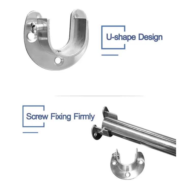 2pcs Closet Pole Sockets Set Of 2pcs U Shape Rod Socket Flange Set