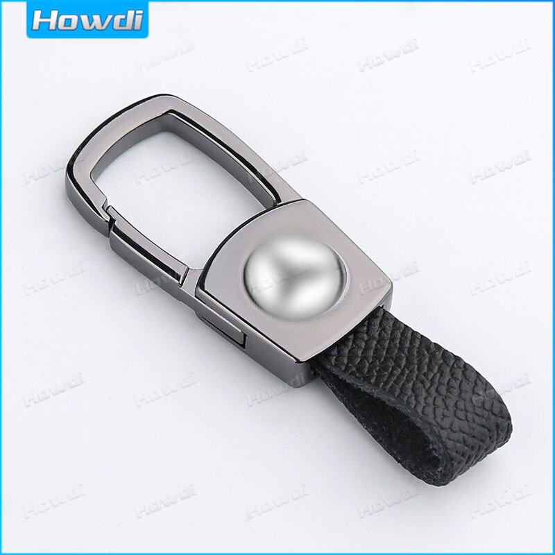 Leather Keychain Alloy Metal Keyring key with logo for car and motorcycle