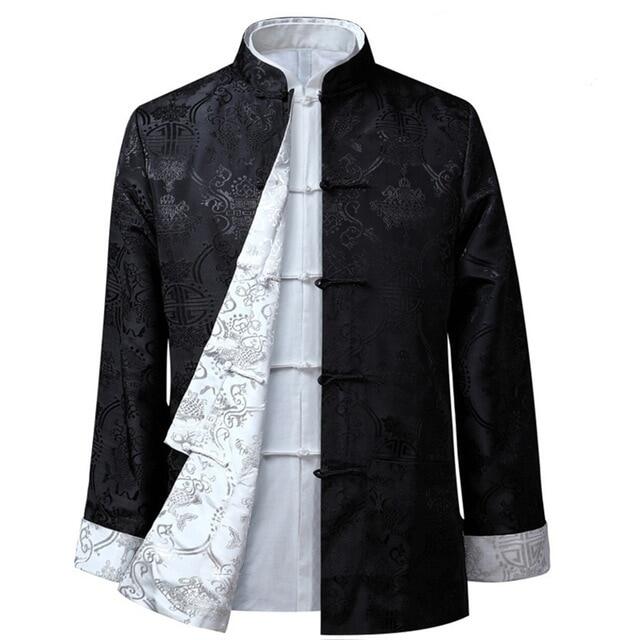 Joso Men's Clothing Chinese Style Jacket Tang Style Men's Traditional Vintage Style Double sided Colored Silk Kung Fu Qing Shirt Jacket Han Style Men's Double sided Wear Jacket