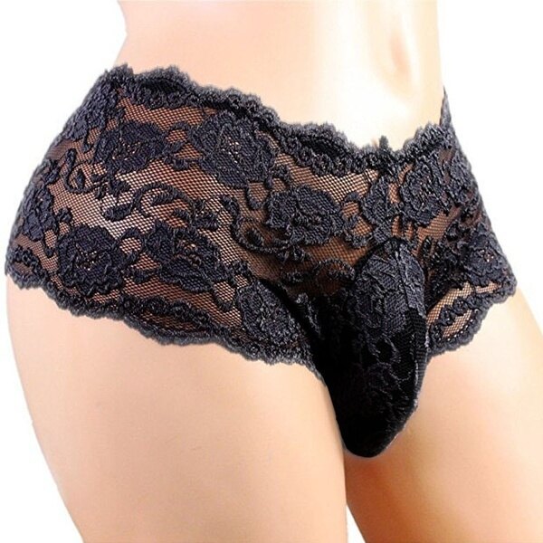 Feng Qi shopHang Qiao Mens Sissy Underwear Lace Thong Enhance Pouch Bikini Briefs Pants