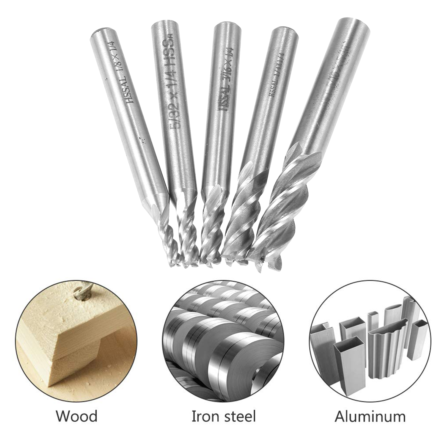 5 Cái Mũi Phay 4 Đầu Sáo Dao Phay Thép Cacbua Vonfram Router Bits Rotary Bits Công Cụ Thẳng Shank, Mũi Cắt Khắc Hai Lưỡi 6Mm-8Mm