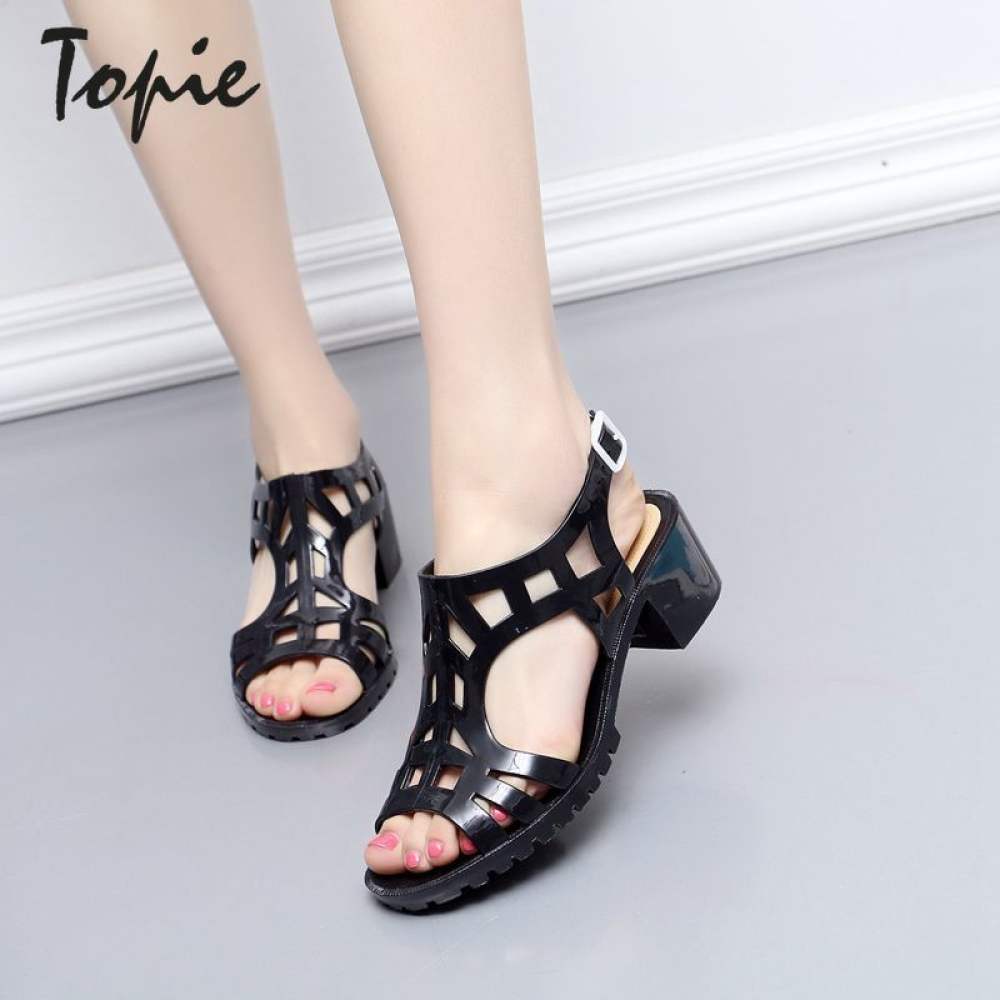 jelly heel sandals