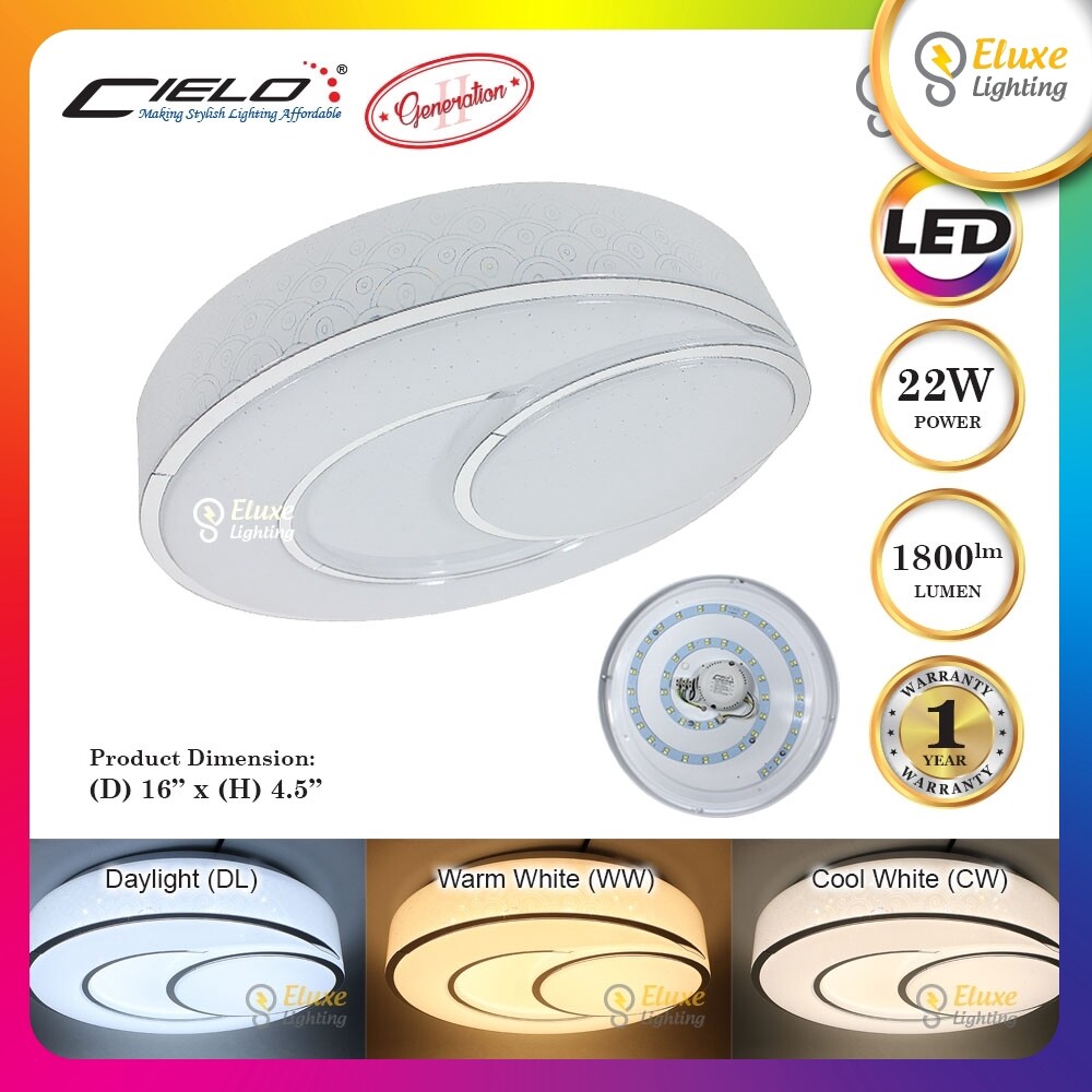 Ceiling Lights Cielo 22w Dl 3c 4c Led Surface Mounted Ceiling Light Daylight 3colour 4colour 5864 Dl 4in1 Colour 58 Dl 4in1 Colour 39 Dl Daylight 6615 3c 4in1 Colour 6613 3c 3in1 Colour 58 Dl Daylight 1618h 4c 4in1 Colour