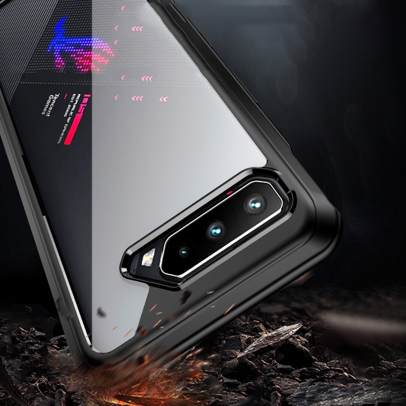 For Asus ROG Phone 5 Clear PC+TPU Shockproof Protective Case(Black)