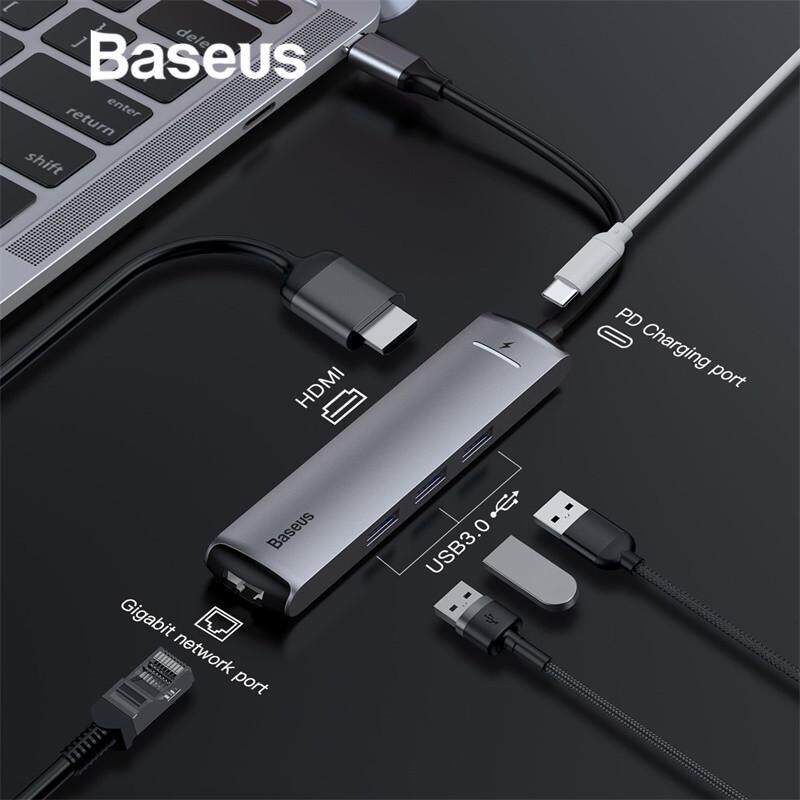 Baseus USB C HUB Type C to HDMI RJ45 Ethernet Multi Ports USB 3.0 USB3.0 PD Power Adapter For MacBook pro Air Dock USB-C HUB HAB