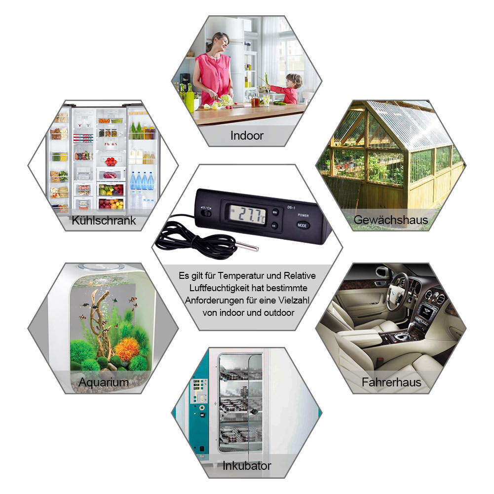 qianmei(Ready Stock+Shipping in 24 hours)Electronic LCD Digital Temperature Meter Thermometer Probe Sensor Wired for Refrigerator