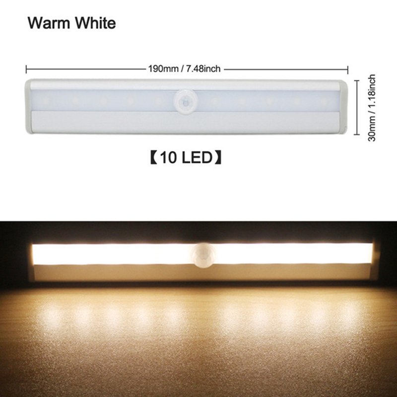 KIPRUN Đèn LED Cảm Biến Chuyển Động PIR, Đèn Ngủ Tủ Quần Áo Tủ Chén Đèn LED Dưới Tủ Đèn Ngủ Cho Tủ Quần Áo Cầu Thang Nhà Bếp, 6/10 Đèn LED