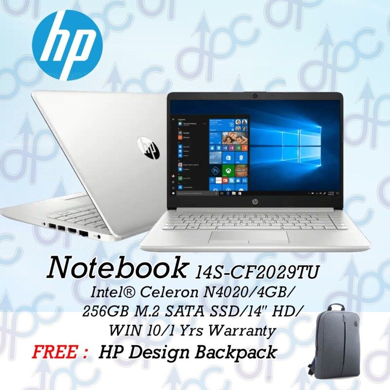 HP 14S-CF2029TU SILVER | 14S-CF2030TU PALE GOLD 14 LAPTOP( CELERON N4020, 4GB, 256GB, INTEL, W10 ) Malaysia