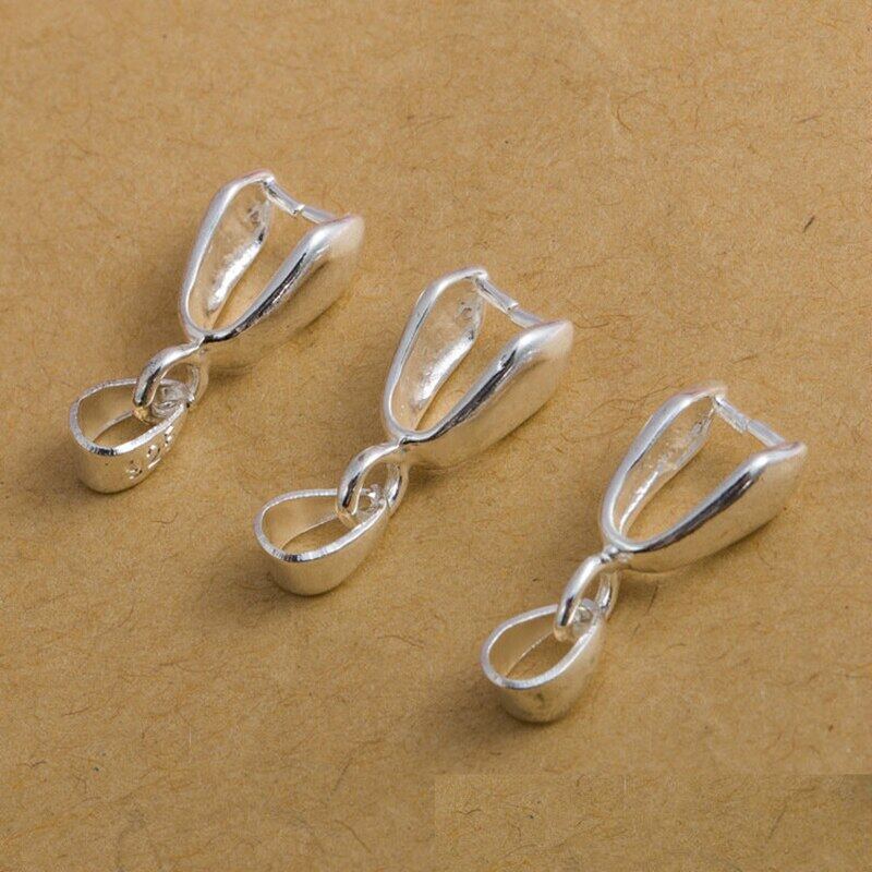 50X 3Size Bale Pinch Clasp 925 Sterling Silver Findings Bail Connector Pendants
