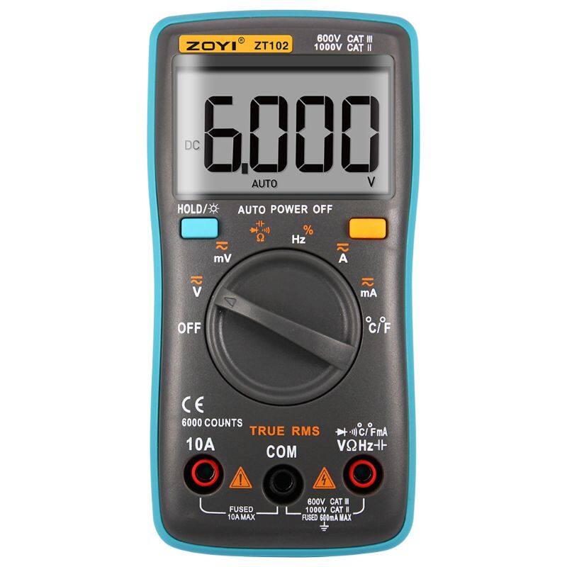 ZT102 Kỹ Thuật Số Vạn Năng, Ampe Kế AC/DC Đếm 6000 Vôn Kế, Nhiệt Độ Diode Tần Số Ohm
