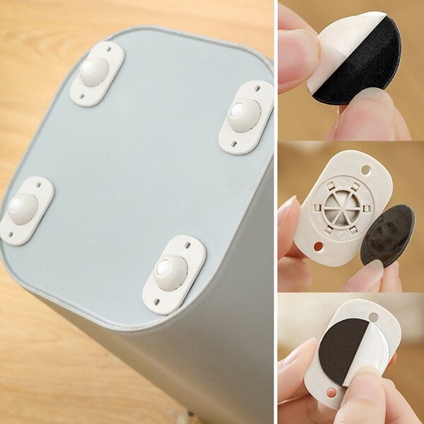 Dream Hunter 4Pcs Universal Self Adhesive Pulley Cabinet Drawer Trash Can Shelf Boxes 360 Degree Rotate Wheels Swivel Caster Shelf Rollers