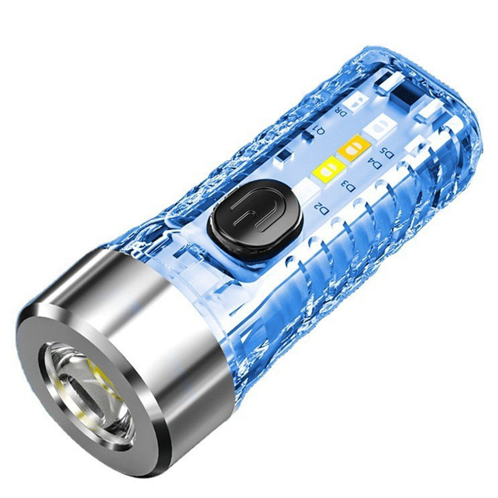 Original S12 Mini LED Flashlight Rechargeable Keychain Flashlights Portable Powerful Waterproof Camping Torch Light New Keychain Lamp Outdoor Household Mini Luminous Multi-function Red Blue Flash USB Rechargeable Strong Light Flashlight