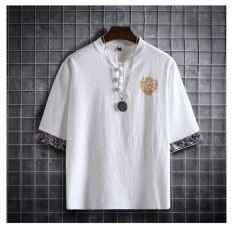 Trung Quốc mùa hè phong cách Hanfu nam cotton ngắn tay T-Shirt Kung Fu Tai Chi Áo Thun Zen nghệ thuật trà qipao Áo sơ mi giản dị