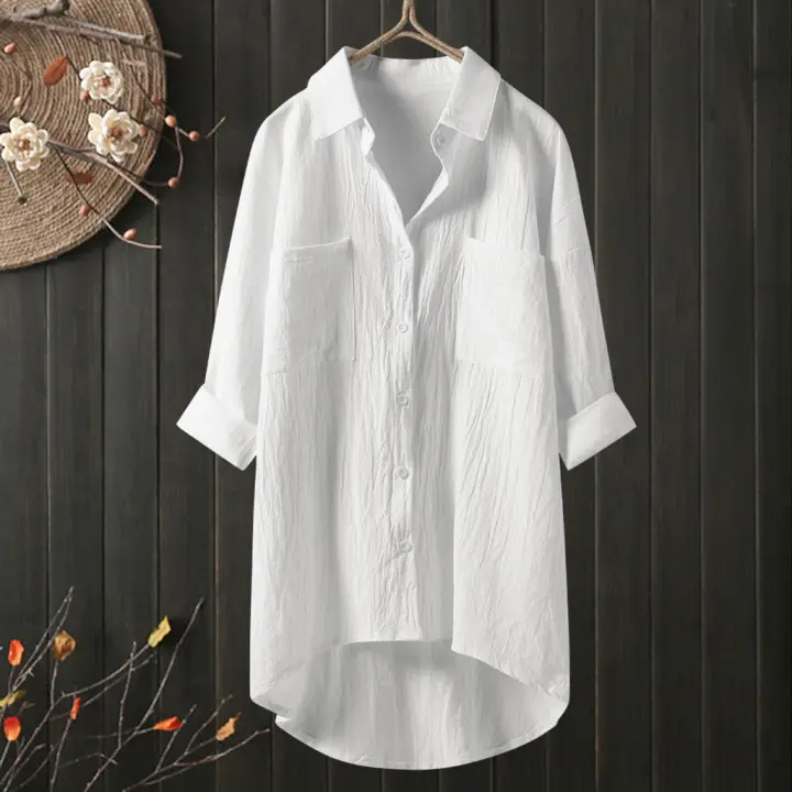 Plus size linen tops sale Clearance