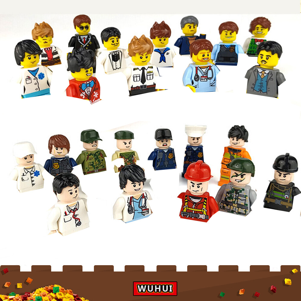 WUHUI 24PCS City Minifigures Toy Building Kit Toys Building Blocks Friend Athlete Teacher Figures Building Bricks for Preschool Children Ages 3+ Kids Toys Compatible with All Brands