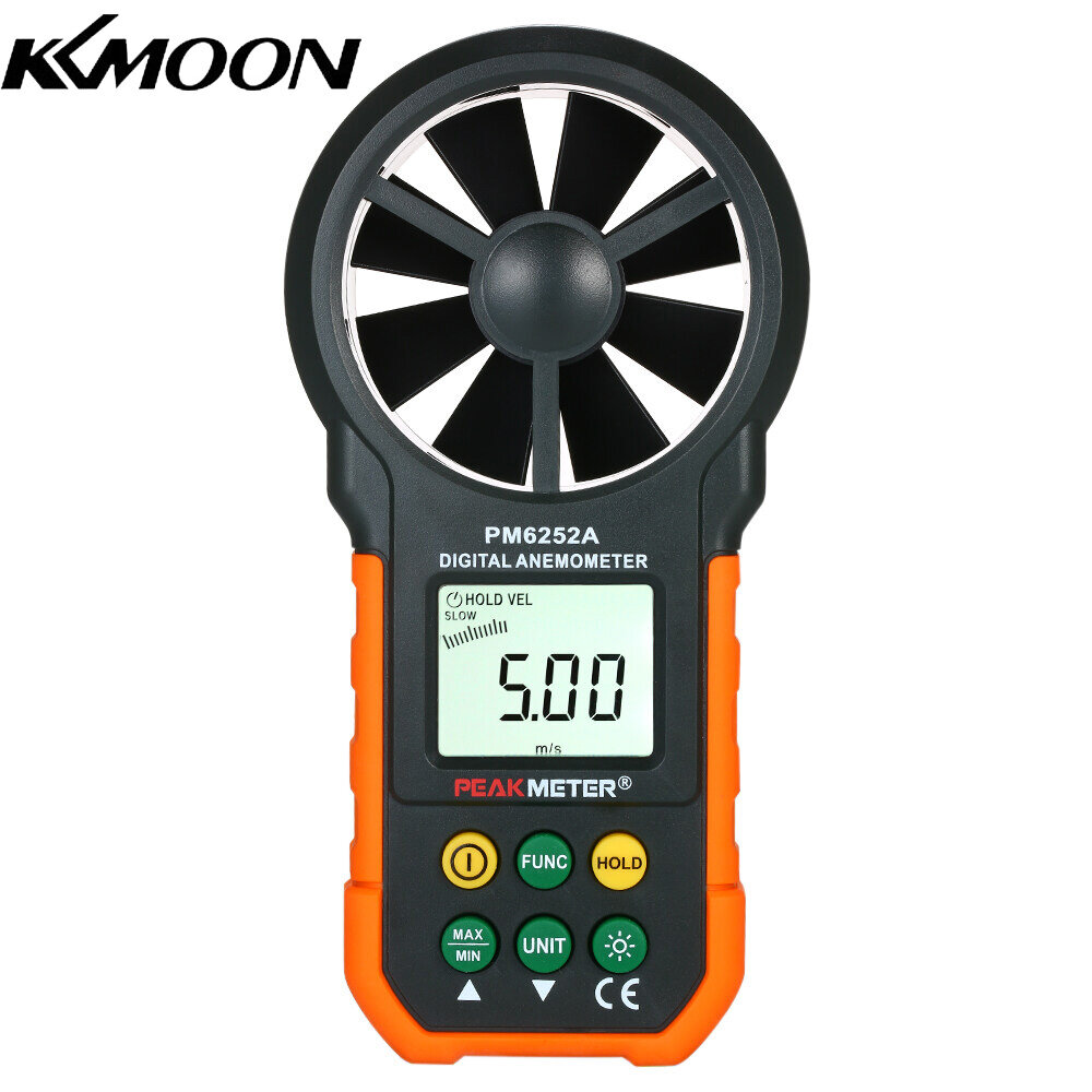 KKmoon PEAKMETER Handheld Anemometer Portable Wind Speed Meter CFM Meter Wind Gauges Air Flow Ther-mometer with LCD Backlight for Weather Data Collection Outdoors Sailing Surfing Fishing