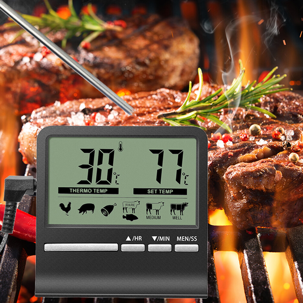 Đồng Hồ Đo Nhiệt Kế Thực Phẩm Nhà Bếp Kỹ Thuật Số Đồng Hồ Báo Thức Nấu Ăn Thịt Lò Nướng