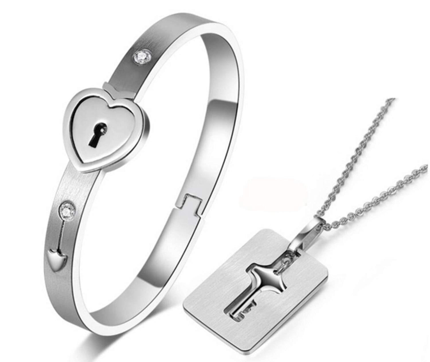 Return to Cart Presenting New True Love Heart Lock Bracelets Bangles Key Pendant Necklace Couples