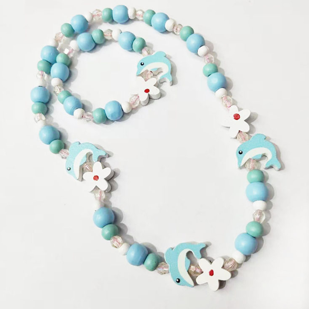 Sillmer Cartoon Rabbit Animal Flower Beads Girls Jewelry Set Kids Children Girls Necklace Bracelet Set Birthday Party Jewelry Gift