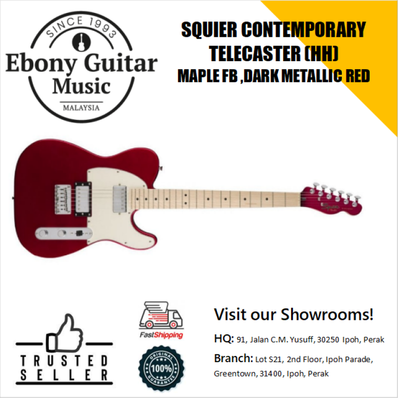 Squier Contemporary HH Telecaster Electric Guitar, Maple FB, Dark Metallic Red Malaysia
