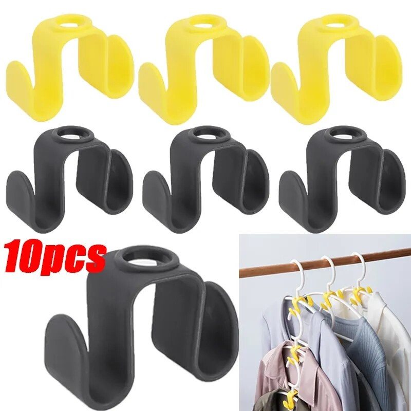 10pcs Portable Double-sided Hanger Connector Hook Detachable Multi-function Closet Wardrobe Household Space-saving Hanger