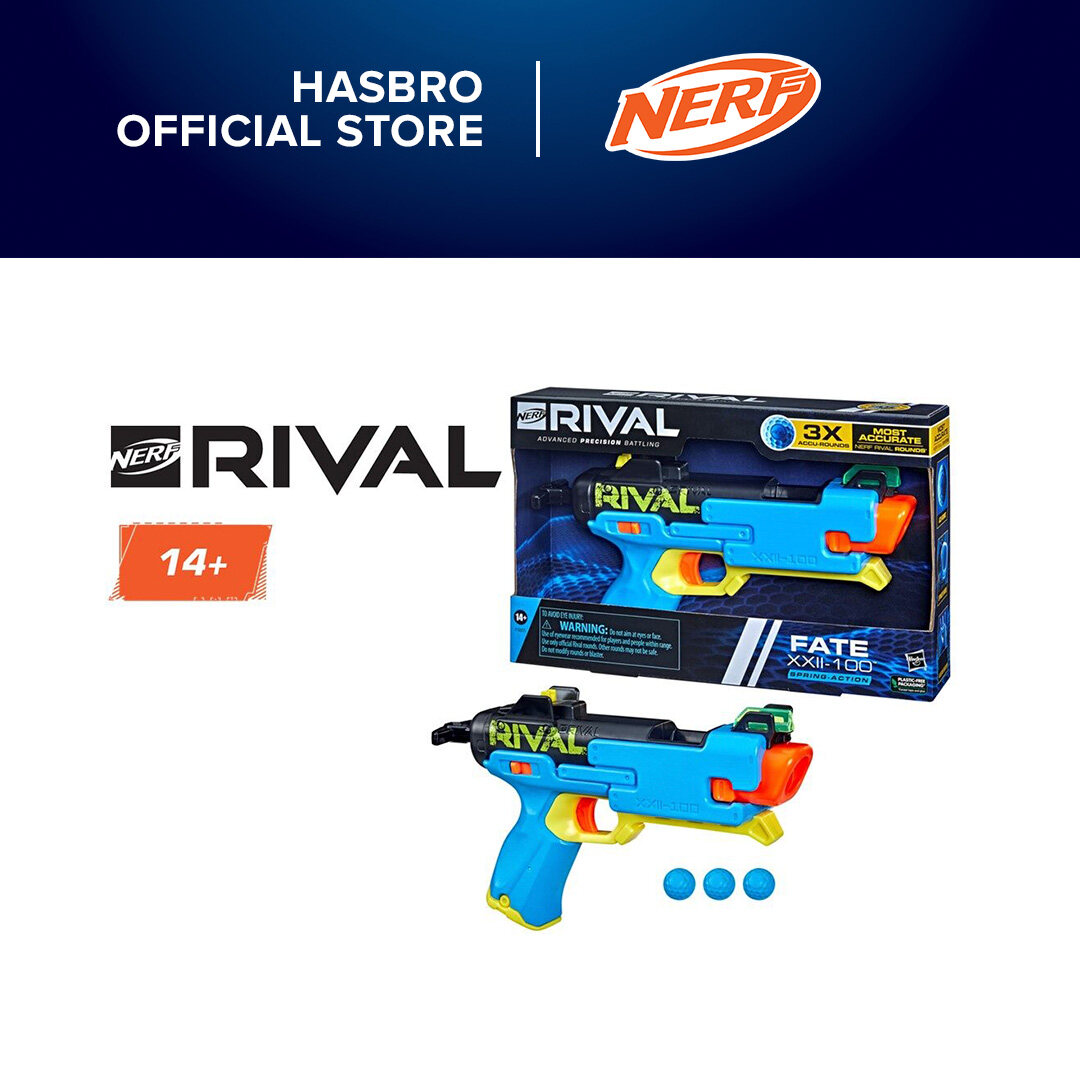  NERF Rival Fate XXII-100 Blaster, Most Accurate Rival System,  Adjustable Rear Sight, Breech Load, Includes 3 Rival Accu-Rounds : Toys &  Games