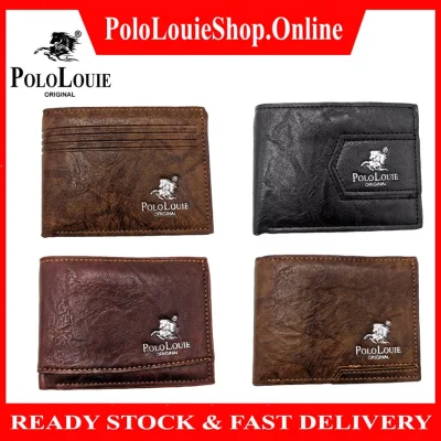 Original Polo Louie Men PU Leather Stripes Wallet Luxury Short Purse