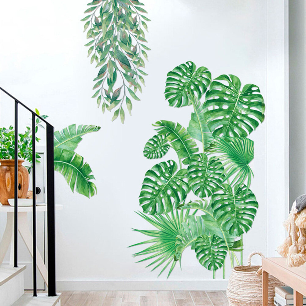 Tropical Plant Leaves Wall Sticker Decal Nursery Living Room TV Background Decor