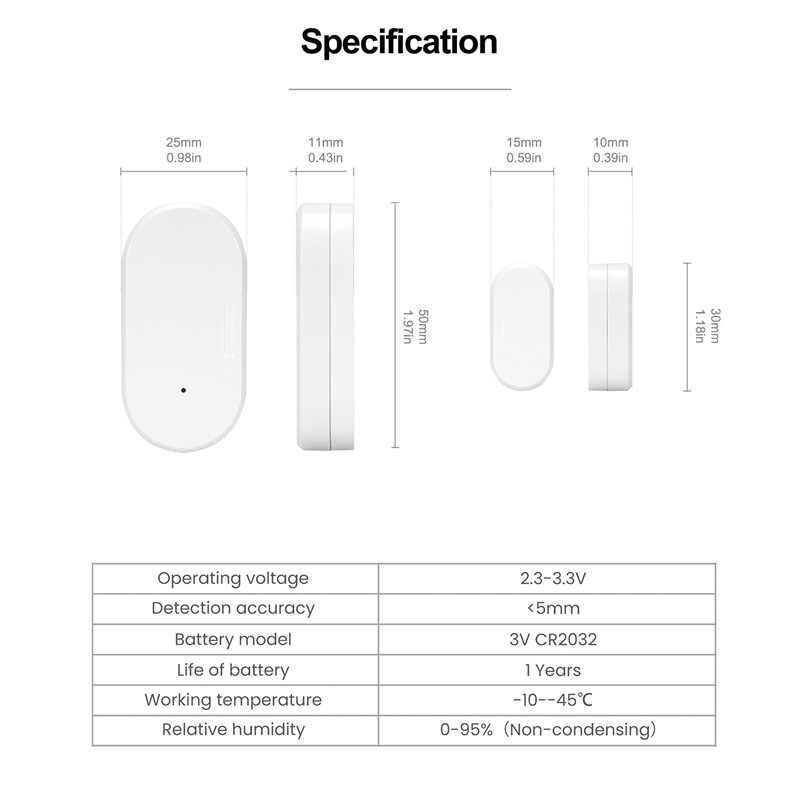 Tuya Zigbee 3.0 Smart Contact Detectors Security Gate Door Window Sensor Transducer Smart Life Home