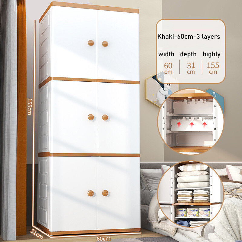 XINLANYASHE wardrobe two door locker thick plastic baby wardrobe multi level locker plastic storage box