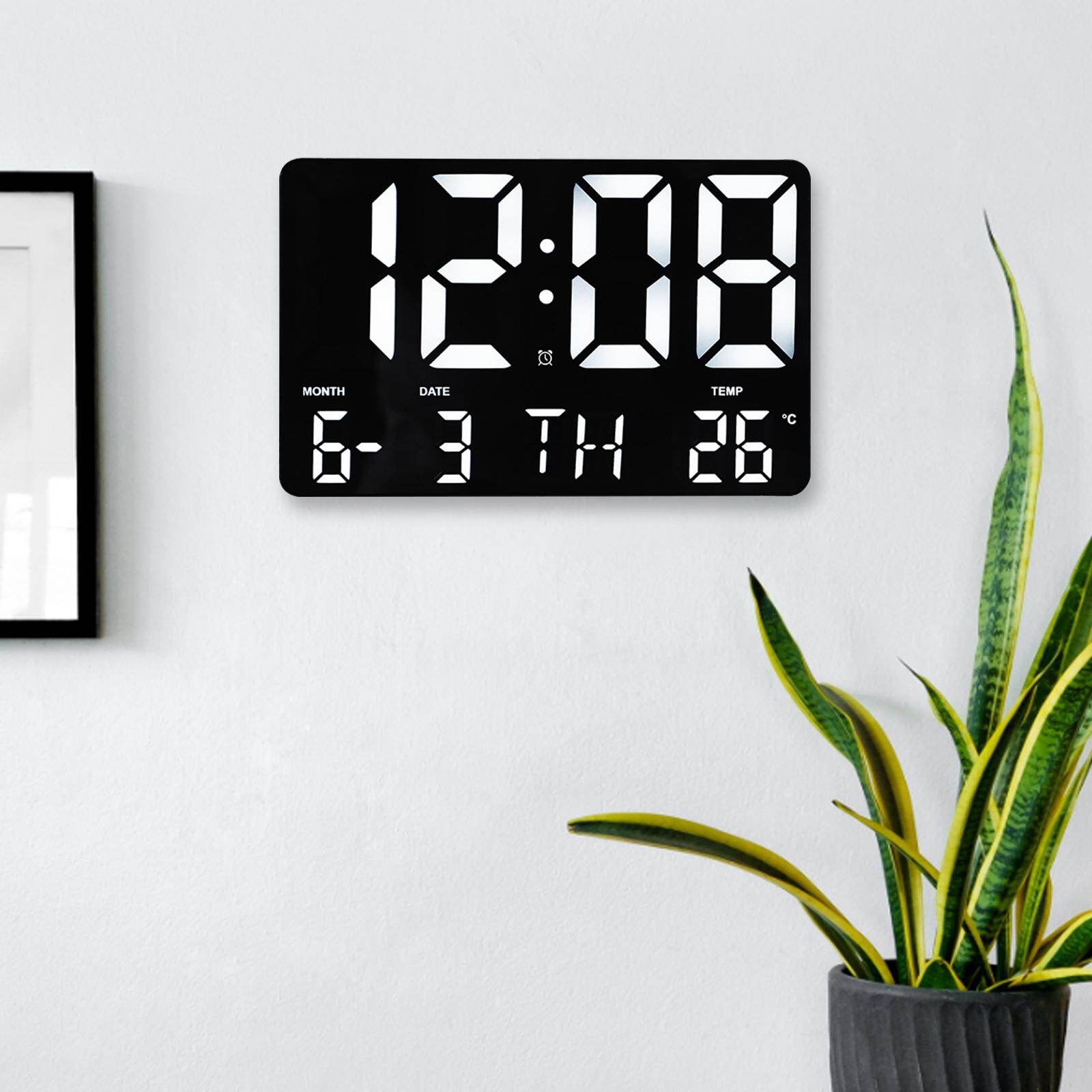 Aituan 10" Digital LED Wall Clock Wall Mountable Temp with Remote Control