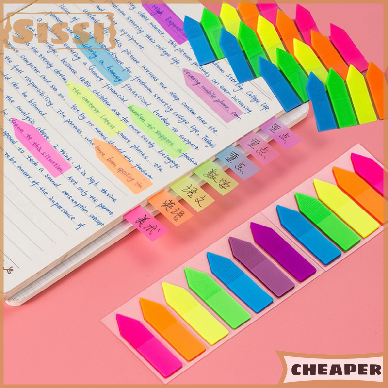Sissi 100 Sheets Arrow Shape Fluorescent paper Self Adhesive Memo Pad Sticky Notes