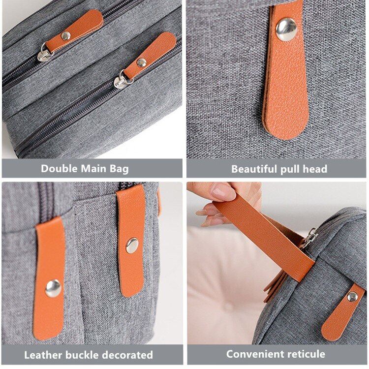 Men's Toiletry Storage Bag Double Layer Toothpaste Cleanser Stuff Organizer Pouch Bathroom Waterproof Zipper Toothbrush Hangbag
