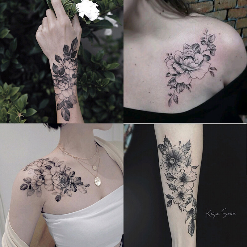 12 Sheets Fake Tattoo Flower Tattoo Stickers Arm Chest Temporary Tattoo  Waterproof | Lazada