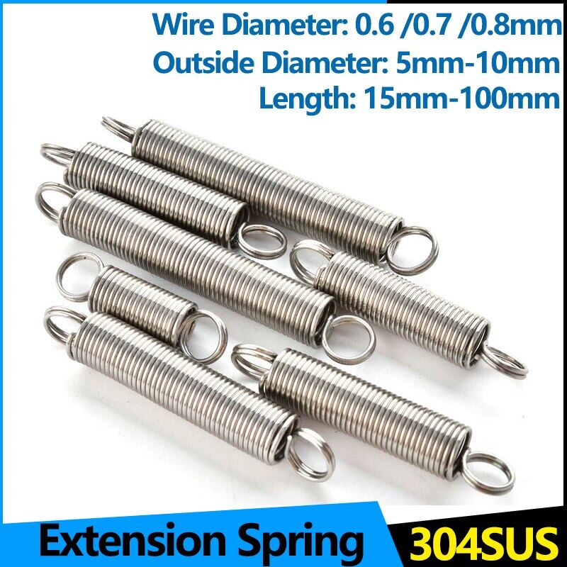 5mm Outside Dia 0.7mm Wire Dia Extension Springs 304 Stainless Steel 
