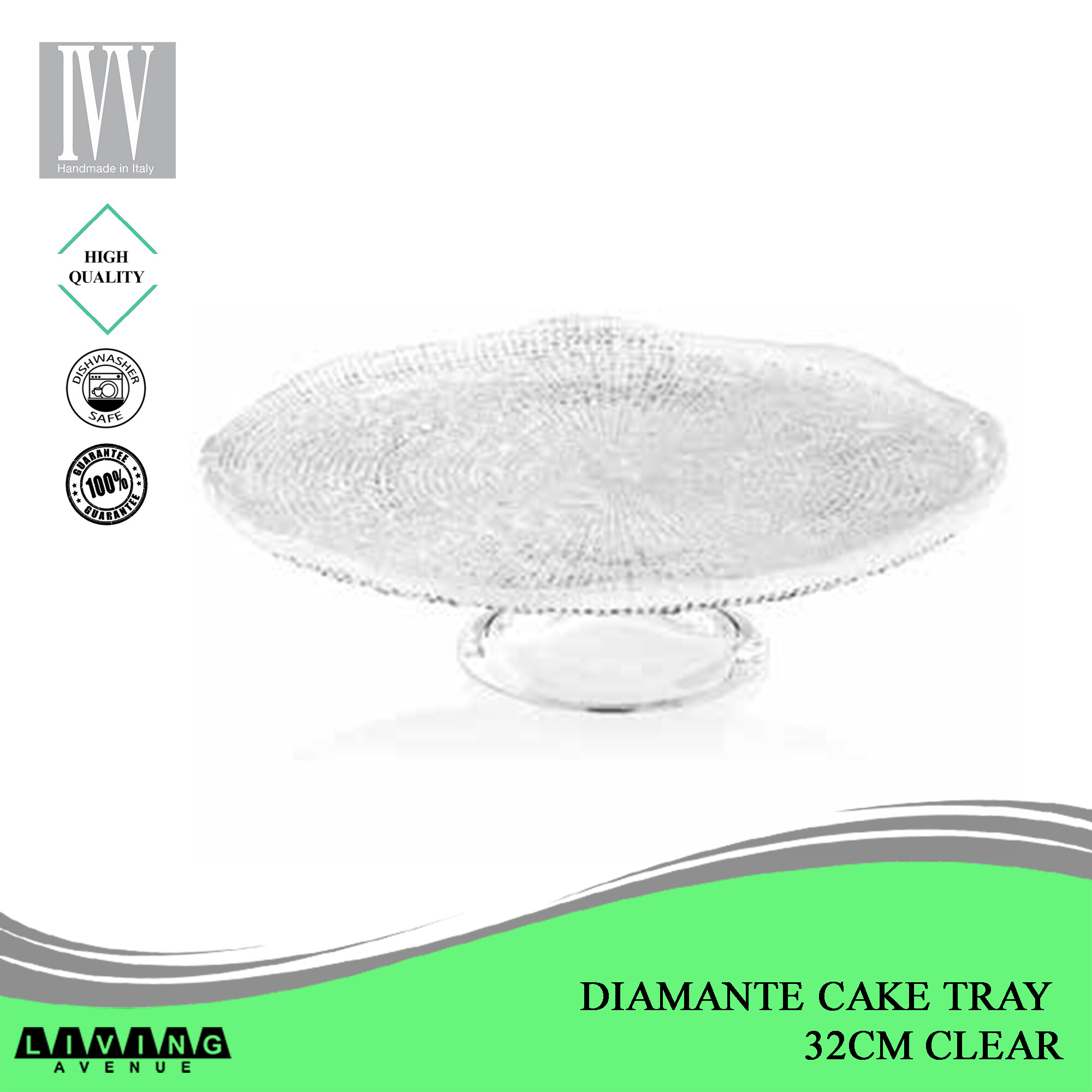 13-Inch Clear IVV Glassware Diamante Serve Bowl