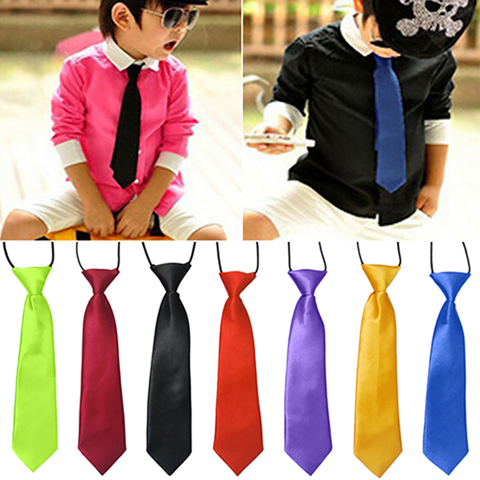 Necktie Breathable Elastic Solid Color Boy Stain Necktie for Wedding