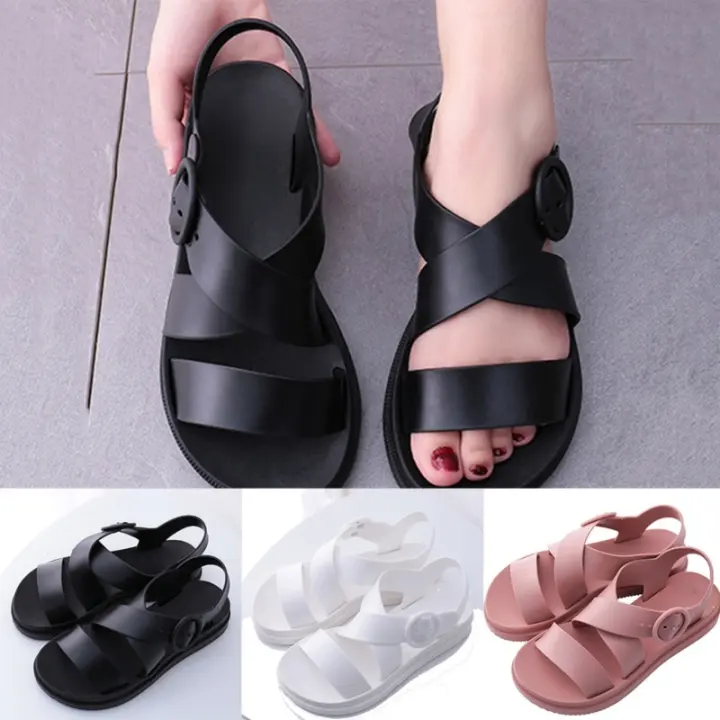 women's flat jelly sandals