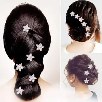 12pcs Mini Rhinestone Spiral Hair Pins Pentagram Hair Clips For